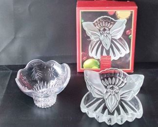 Vintage Gorham Christmas Angel Plate Mikasa Crystal Christmas Bowl