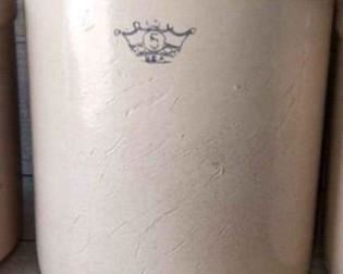 Vintage Ransbottom Brother Blue Crown 5 Gallon Crock