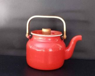 Vintage Small Red Enamel Teapot