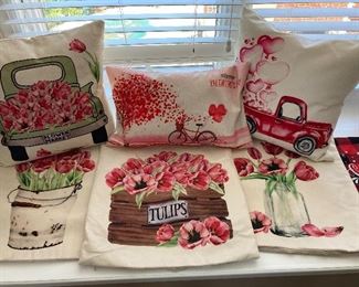 Spring Pillows 🌸 (red truck pillow & bicycle pillow  not available )
