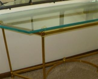 GLASS AND  BRASS  WALL TABLE