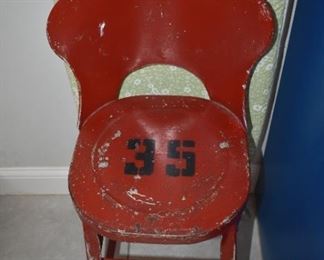 Vintage Red Industrial Metal Stool/Chair