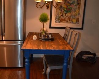 Wood Kitchen Table and 2 Chairs 