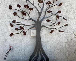 Garden Sculpture, "Tree of Life". Signed. and Flower Box ( Wood)