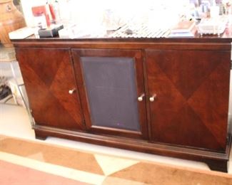 Ladlow's component center with inlaid wood