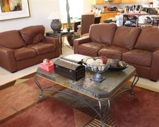 Iron slate tile coffee table