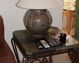 Iron slate tile end table