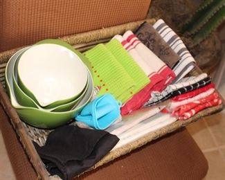 New mixing bowls and kitchen towels
