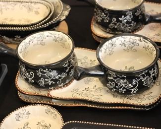 Soup bowls with platters