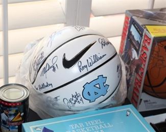 Roy Williams and Tarheels team signed basketball from 2007