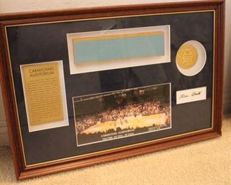 North Carolina University Carmichael Auditorium floor pieces, with photo and Dean Smith signature