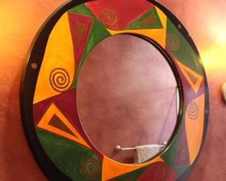 Contemporary fun Handpainted mirror
