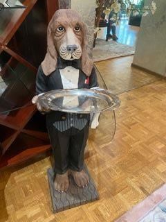 Dog Butler Statue with Serving Tray