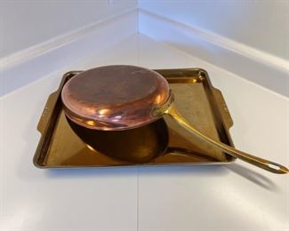 All-Clad Gold Standard large baking pan and Tagus Chef copper skillet