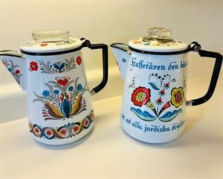 Vintage Scandinavian enameled percolators