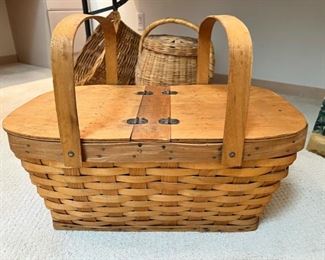 Antique two-sided wood top picnic basket
