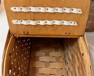 Antique two-sided wood top picnic basket