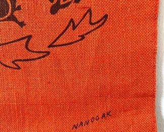 Vintage Agnes Nanogak Inuit Owl silkscreen on burlap 