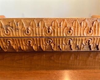 Unique vintage hand carved wood chess set