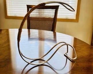 1960’s cane wrapped handle wine bottle holder(next photo shows how it works)