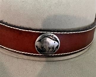 Men’s Resistol Western Hat with Buffalo Nickel strap detail