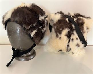 Vintage his & hers rabbit fur hat with a coordinating bag