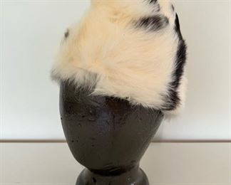 Vintage his & hers rabbit fur hat with a coordinating bag