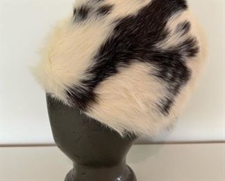 Vintage his & hers rabbit fur hat with a coordinating bag