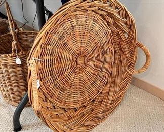 Large handled wicker tray