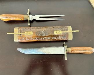 Vintage knife & fork carving set from India