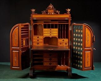 A Wooton Victorian Renaissance Revival Secretary Cabinet