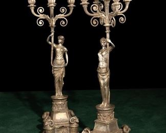A pair of Empire-style figural candelabra