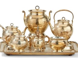 An American Eastlake Victorian silver plate tea service