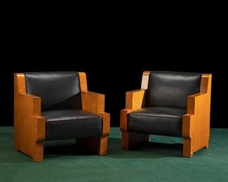 A pair of Art Deco club chairs