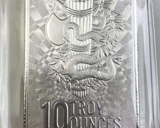  10oz Troy Fine Silver Art Bar, Lady Liberty Style .999