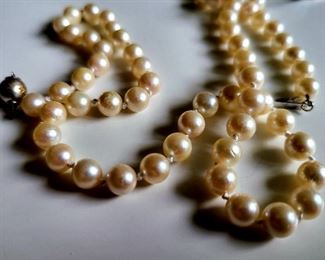 Hand-knotted String of Genuine Pearls