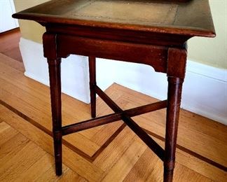 Leather inset top side table