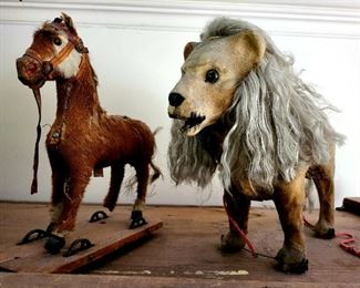 Antique Lion pull toy $85 or bid #15