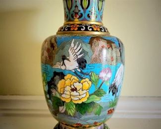 Cloisonne Vase, Cranes $239  or bid #22