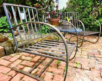 Pair oxidized patio chairs