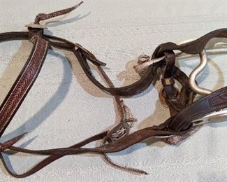 Hand Tooled Leather Head Stall with Renalds Curb Bit
