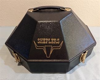 Black Sheplers Cowboy Hat Storage/Travel Hard Case w/ Adjustable Crown Bracket. Small Vanity in Box