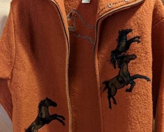 X-Large Lisa International Rust Orange Boiled Wool Western Jacket