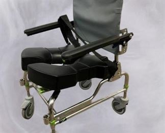 MSRP $1800 Raz Design Attendant Propel Height Adjustable Rehab Shower Back Up Over The Toilet Seat Commode Chair -Flip Up Locking Arms, Swivel Locking Oversize Wheels, Adjust Tension Back & Padded Seat