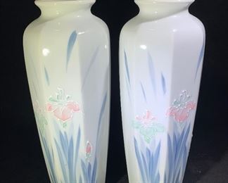 Octagonal floral vases 11” 
