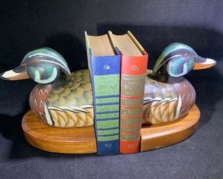 Wooden mallard bookends 