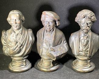 Shakespeare, Rembrandt, Mark Twain busts 7.5”