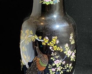 Vintage Japanese peacock vase 14.5”