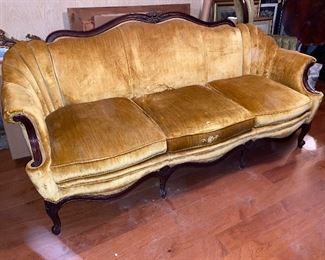 Victorian gold velvet sofa in excellent condition with no damage to fabric and quite comfortable. $600.00