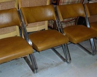 set of 4 vinyl and chrome chairs